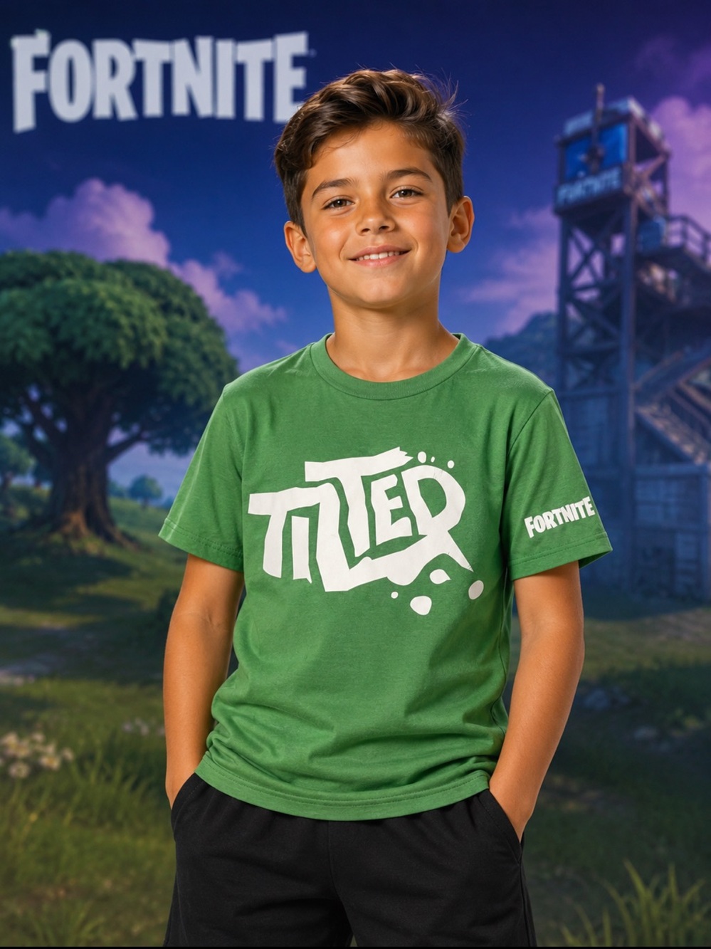 Fortnite Epic Games T-shirt “TILTED” Short Sleeve Crew Youth Size M